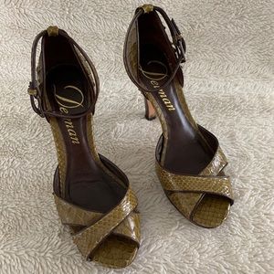 Delman Snake Skin Platform Sandals